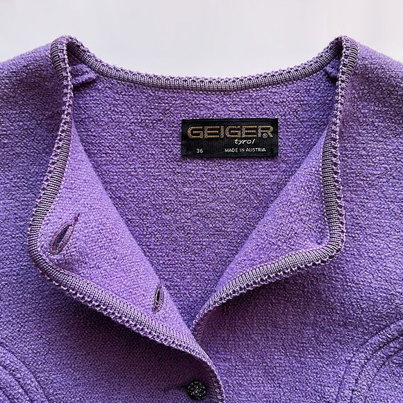 GEIGER Tyrol Lilac Purple 100% Wool Tailored Cropped Jacket size 36 (US 2 to 4) - Picture 5 of 11
